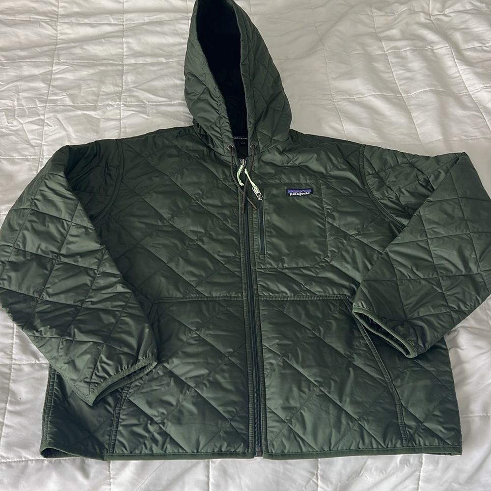 Patagonia Olive Quilted Hooded Jacket